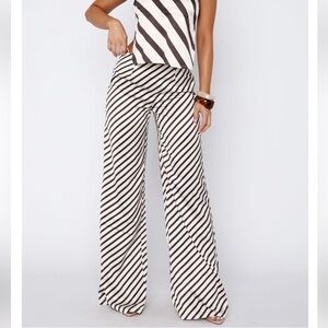NWT White Fox Striped Satin Pants